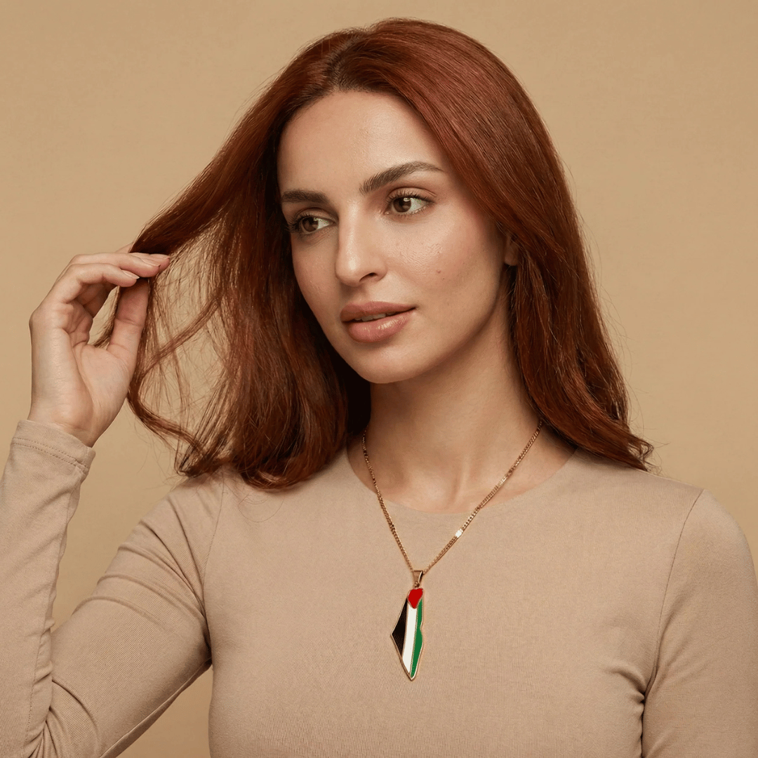 Noor Palestine Pride Map Necklace