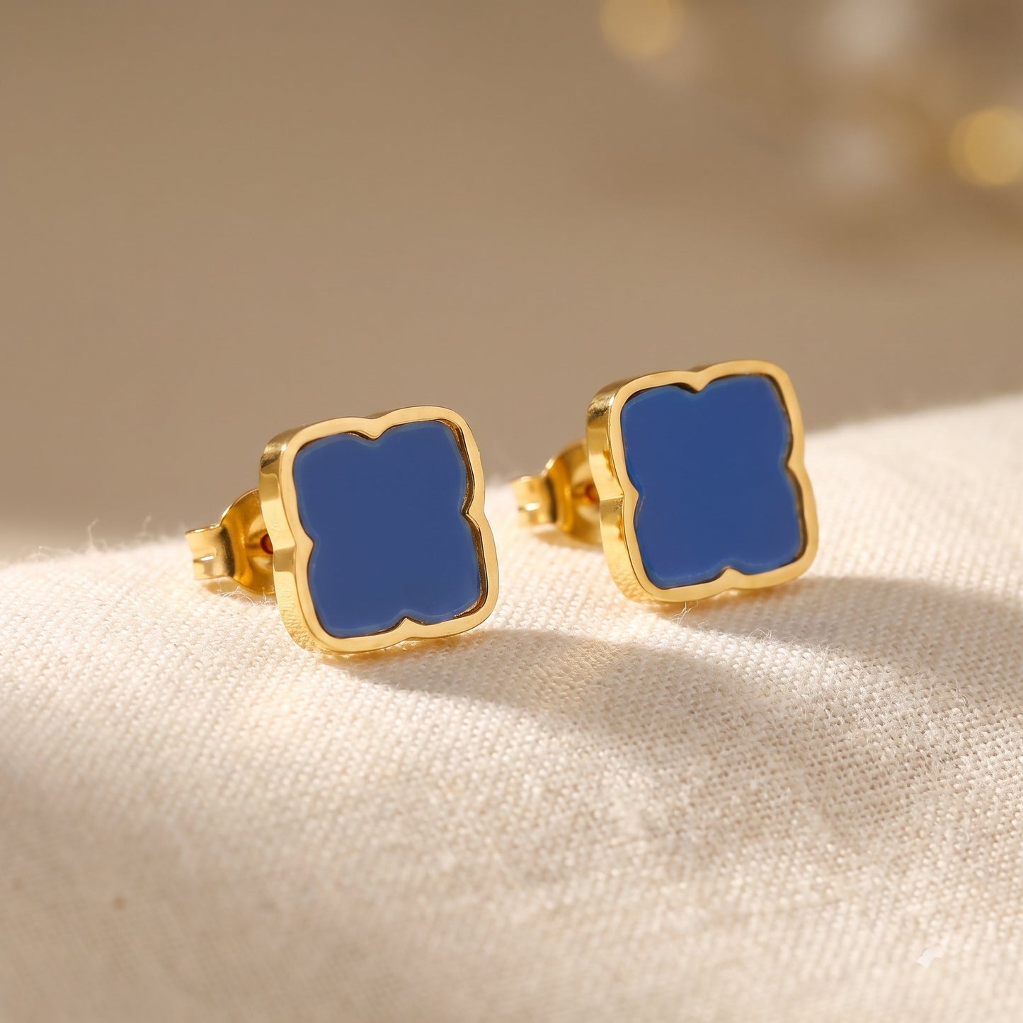 Zahra Rosette Studs - Azure