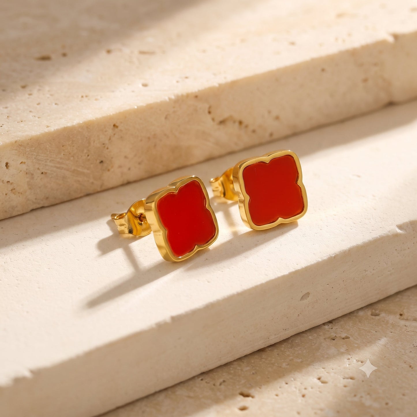 Zahra Rosette Studs - Red