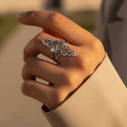 Noor Palestine Calligraphy Map Ring