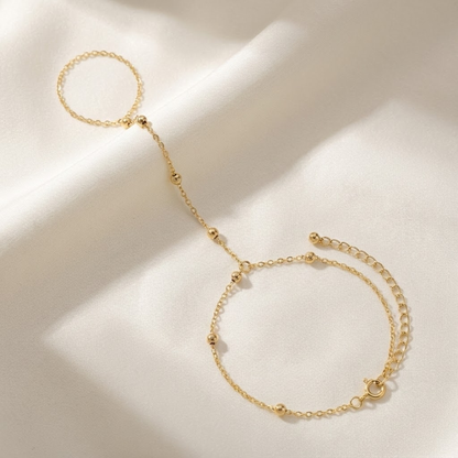 Minimal Gold Hand Chain Ring Bracelet