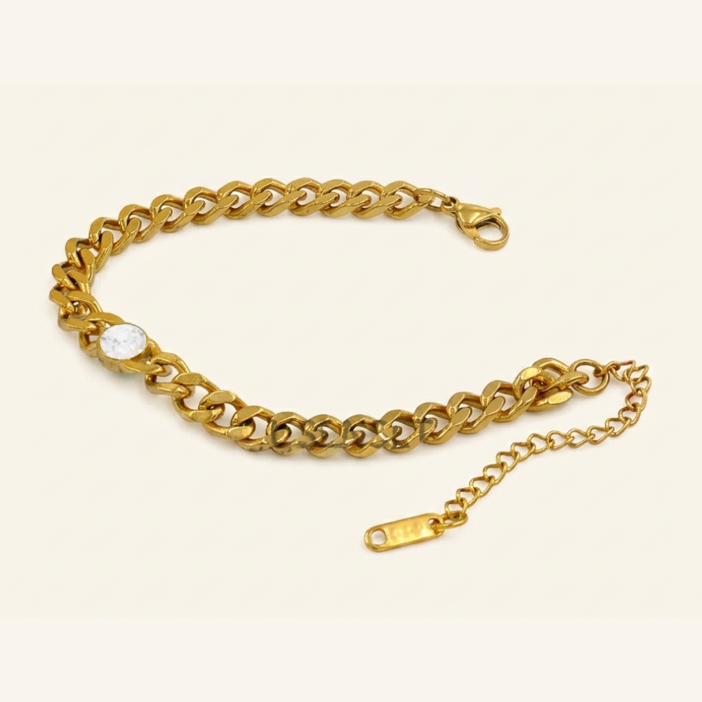 Bold Link Birth Gem Bracelet