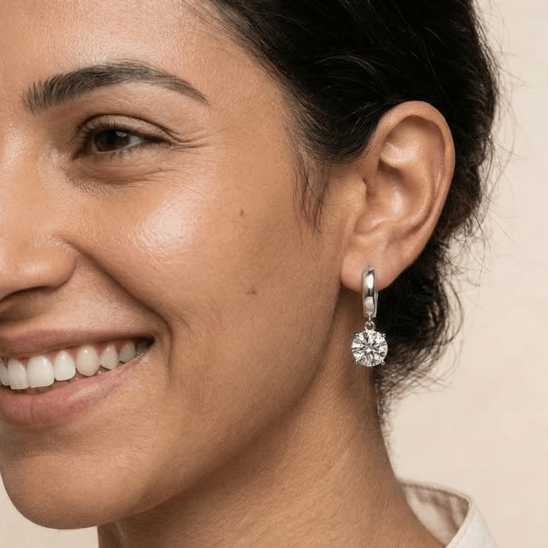 Soraya Moissanite Drop Hoops