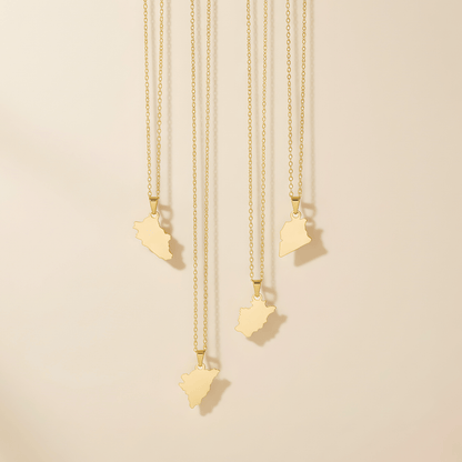 Country Map Necklace 18k