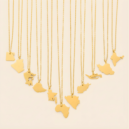 Country Map Necklace 18k