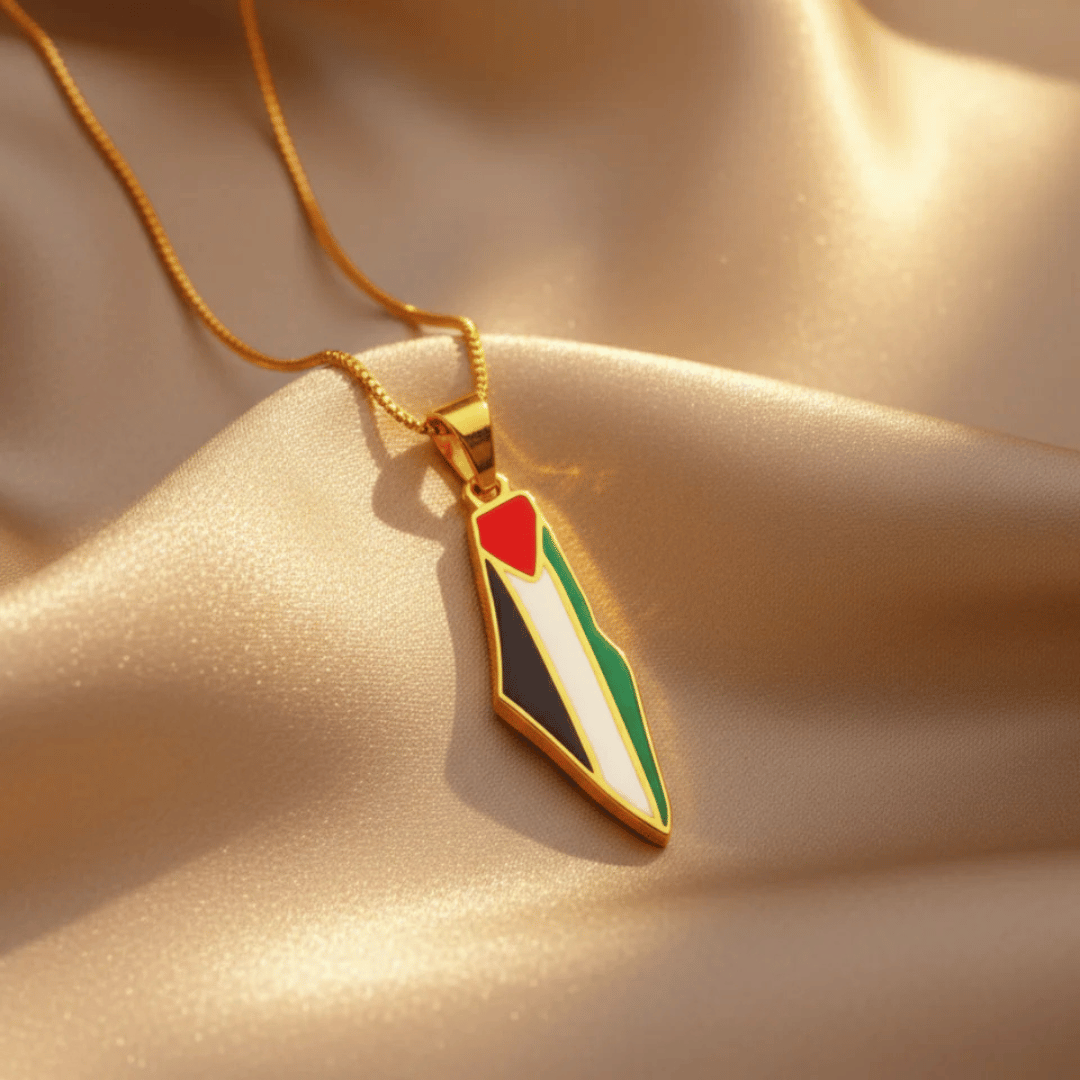 Noor Palestine Pride Map Necklace