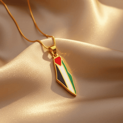 Noor Palestine Pride Map Necklace