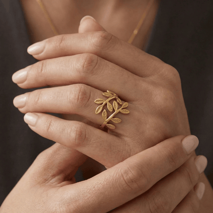 Noor Palestine Olive Leaf Ring
