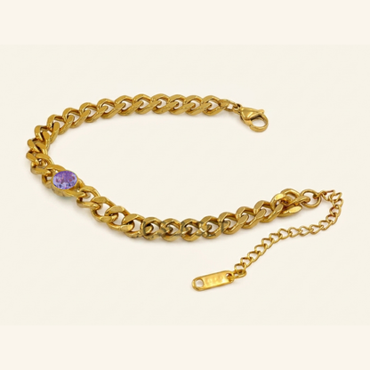 Bold Link Birth Gem Bracelet