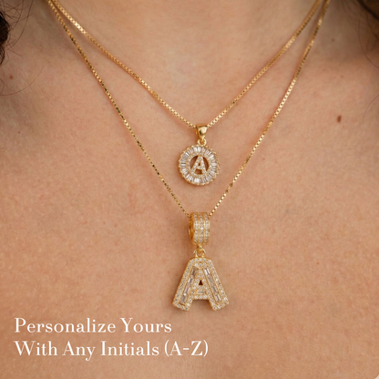 2pc 14k Diamond Letter Initial Necklaces