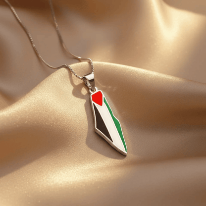 Noor Palestine Pride Map Necklace