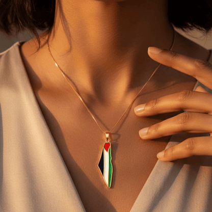 Noor Palestine Pride Map Necklace