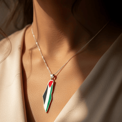 Noor Palestine Pride Map Necklace