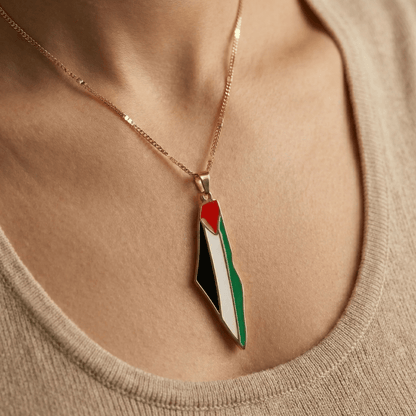 Noor Palestine Pride Map Necklace
