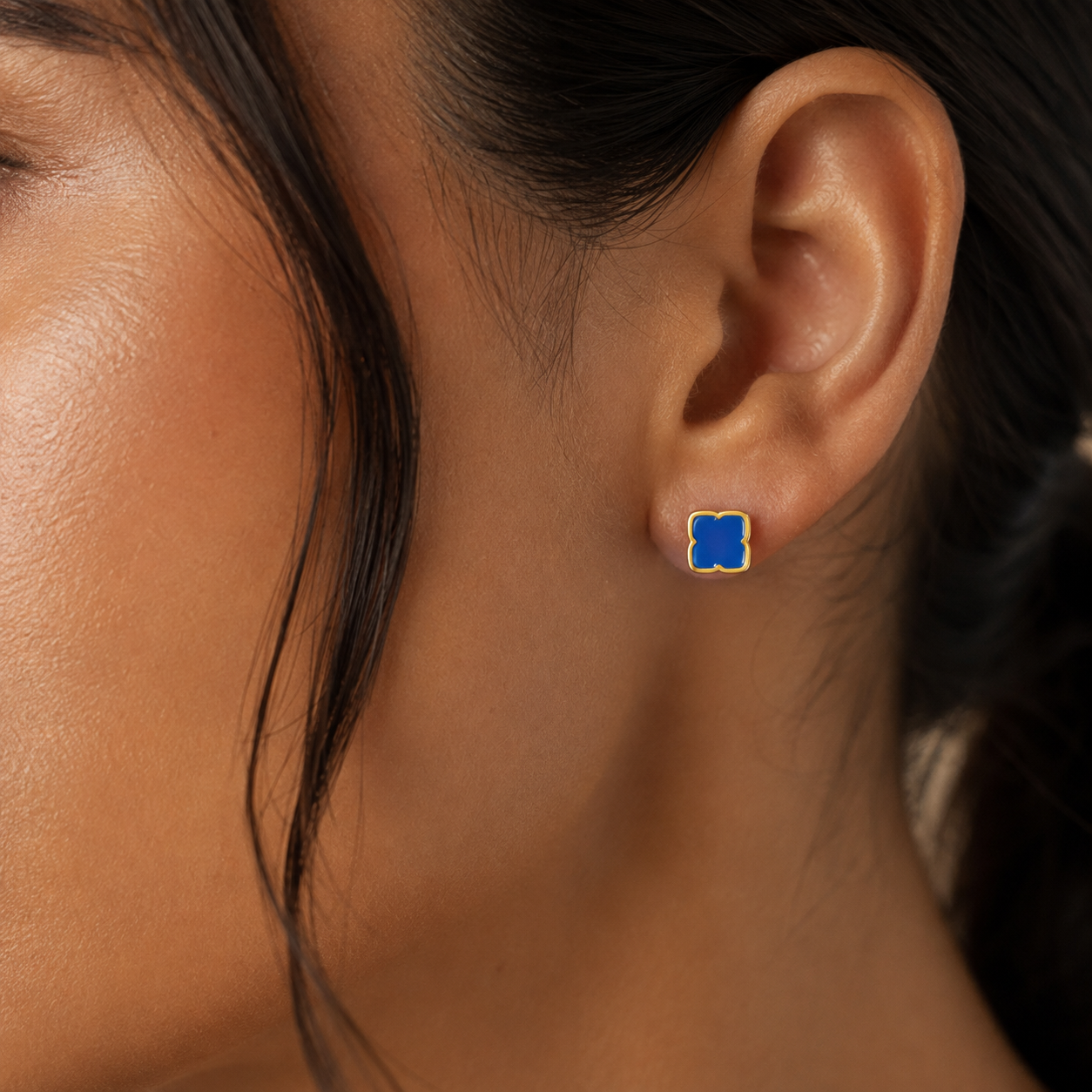 Zahra Rosette Studs - Azure