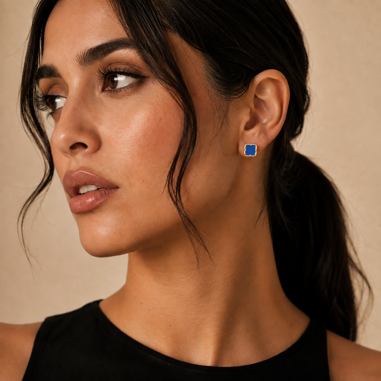 Zahra Rosette Studs - Azure