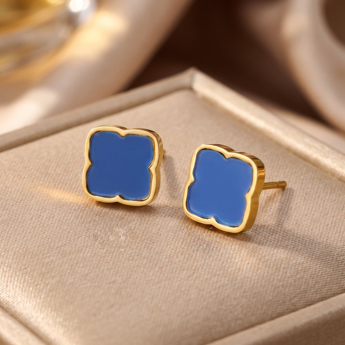 Zahra Rosette Studs - Azure
