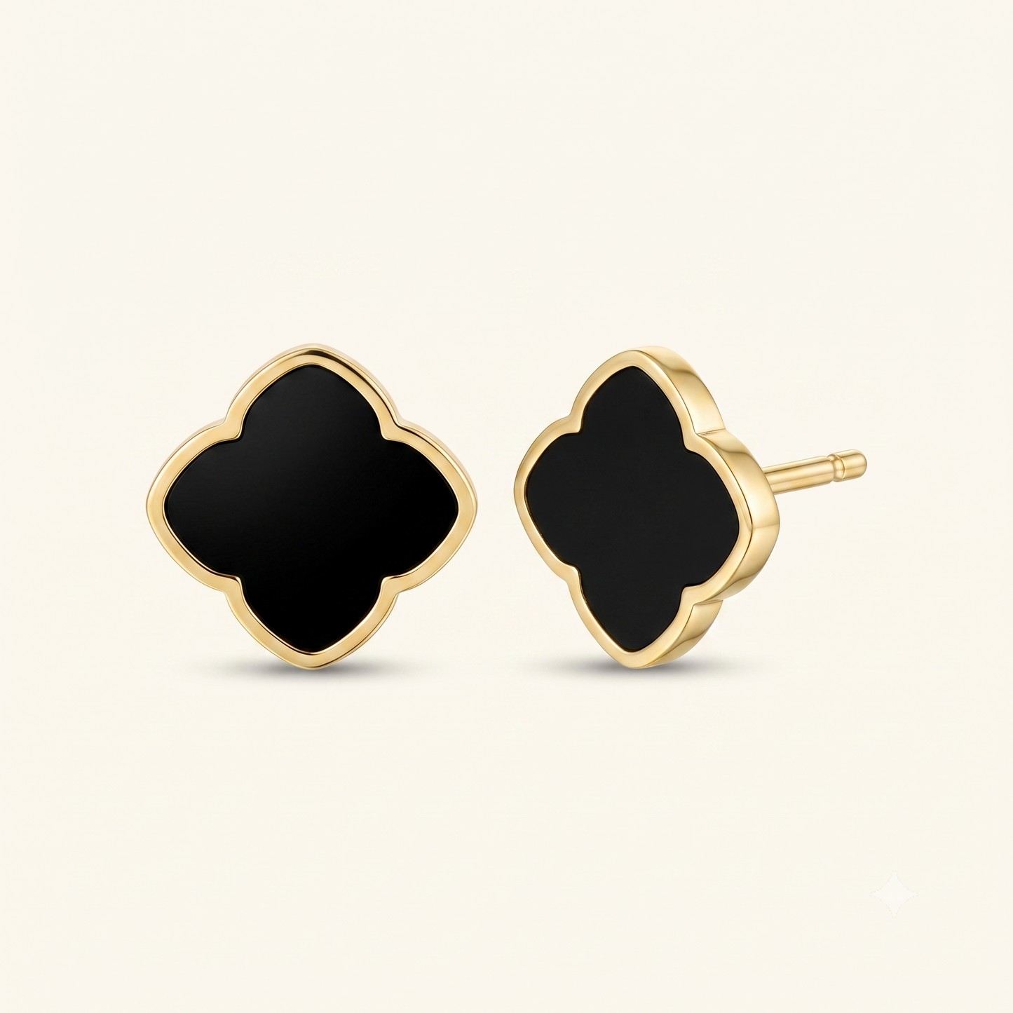 Zahra Rosette Studs - Black Onyx
