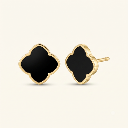 Zahra Rosette Studs - Black Onyx