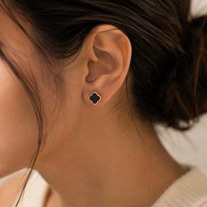 Zahra Rosette Studs - Black Onyx