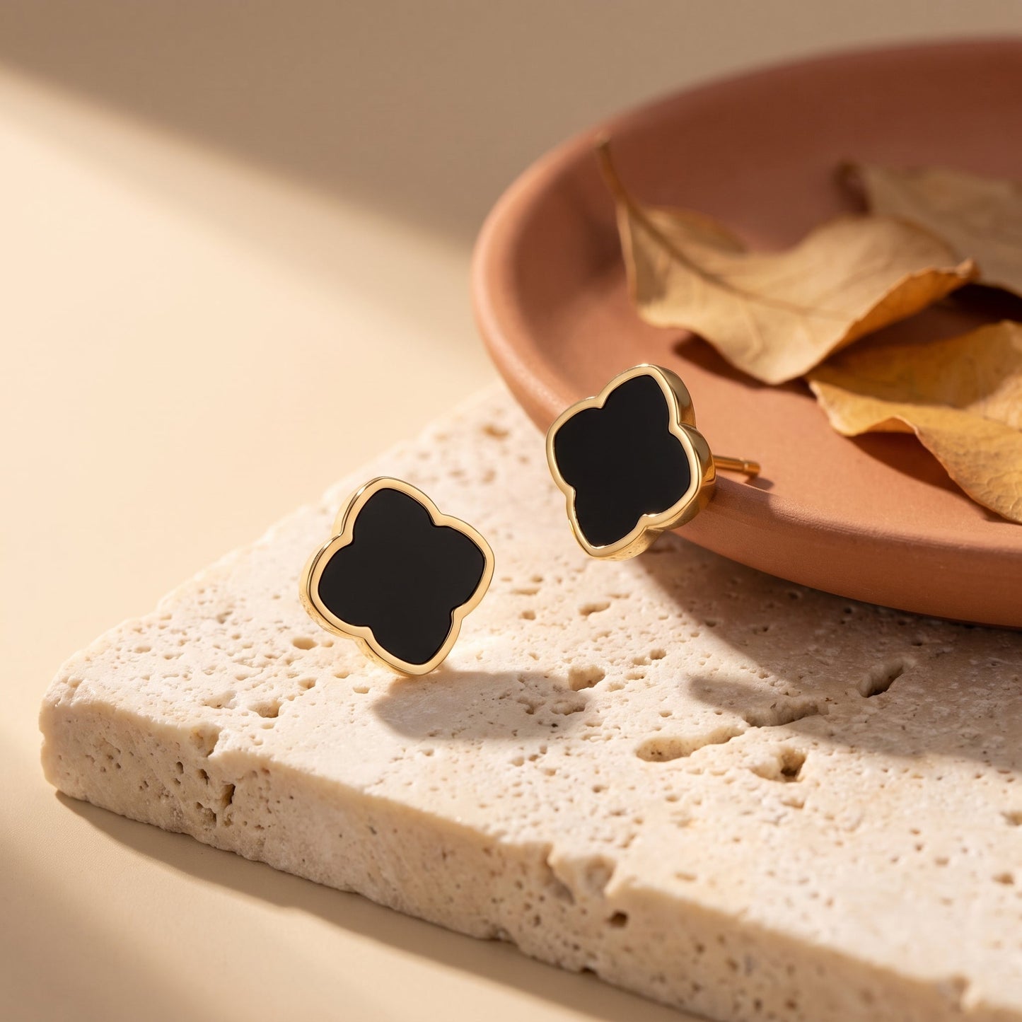 Zahra Rosette Studs - Black Onyx