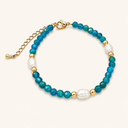 Turquoise Blue & Pearl Bead Bracelet