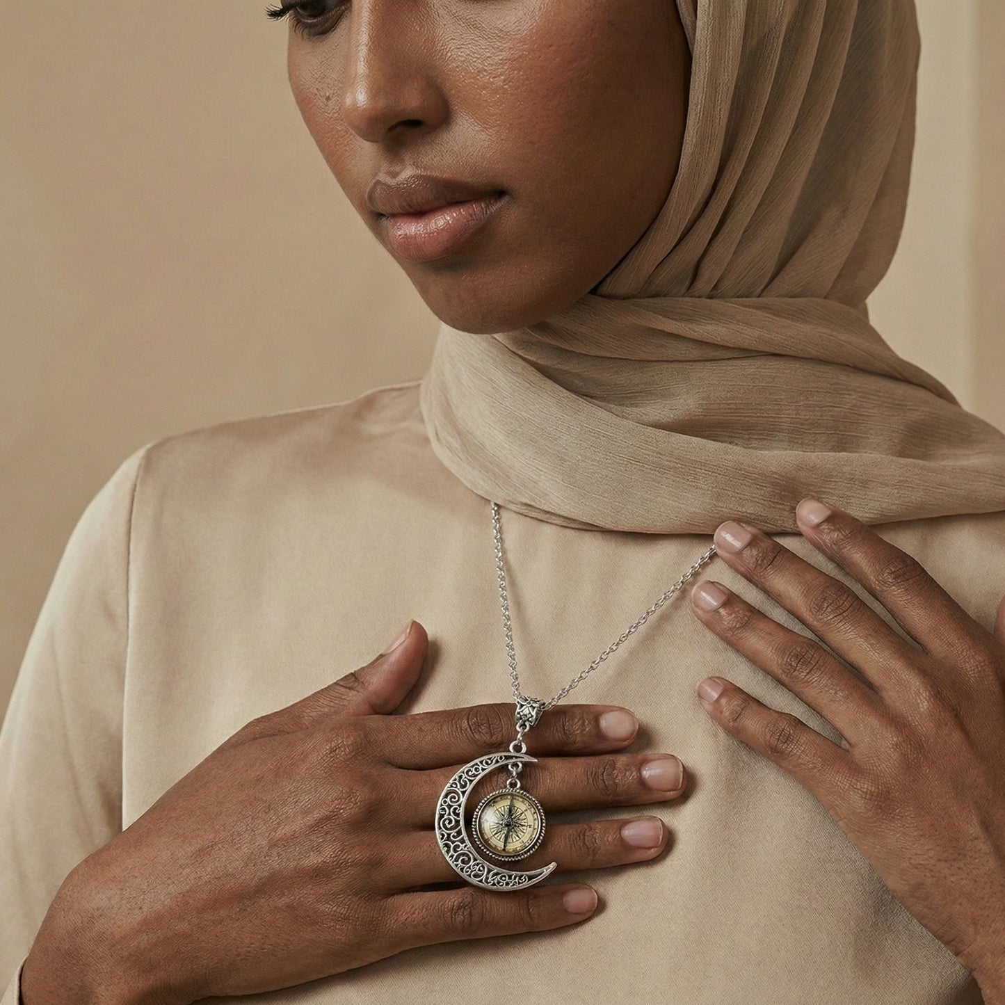 Qamar Noor Crescent Necklace