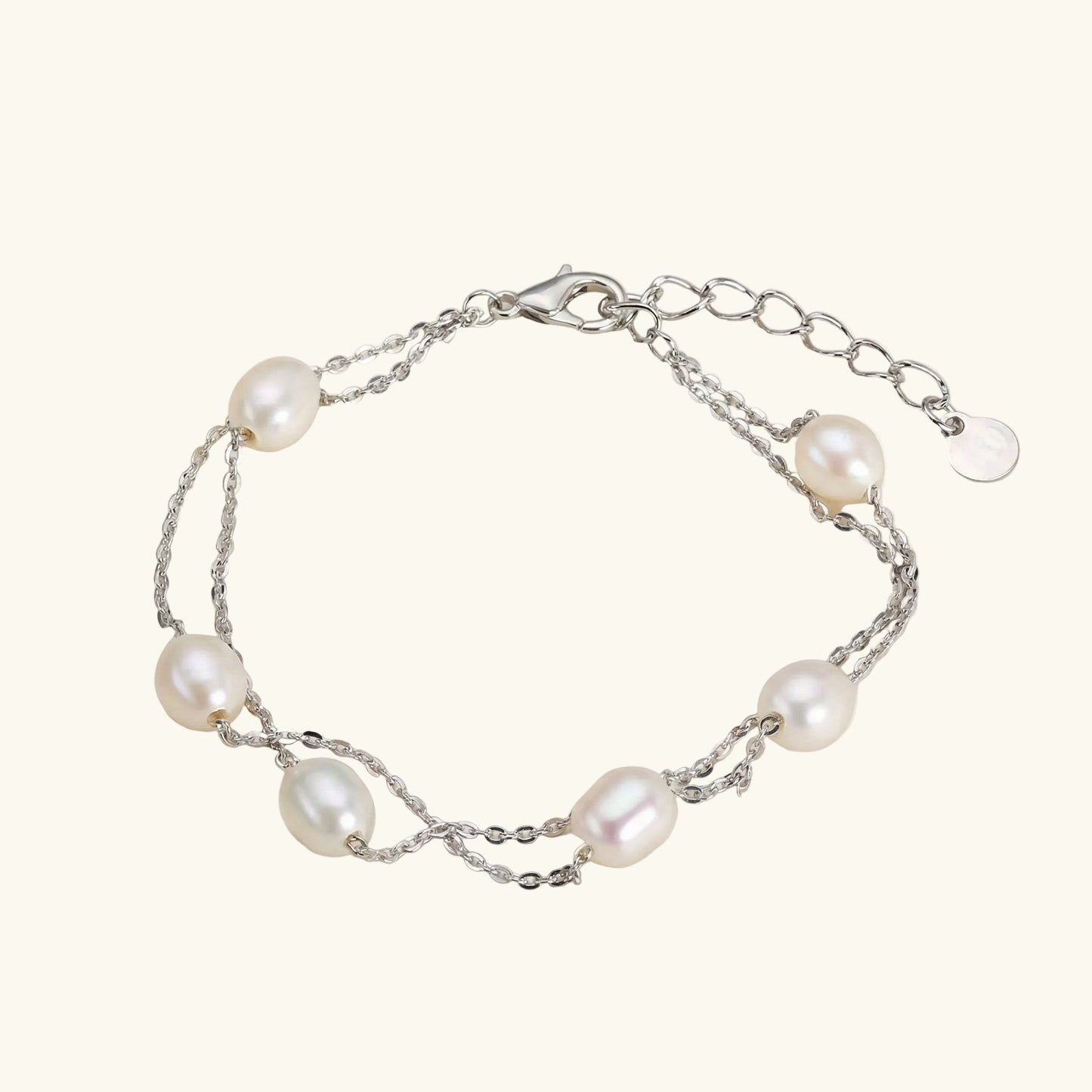 Silver Freshwater Pearl Layered Bracelet