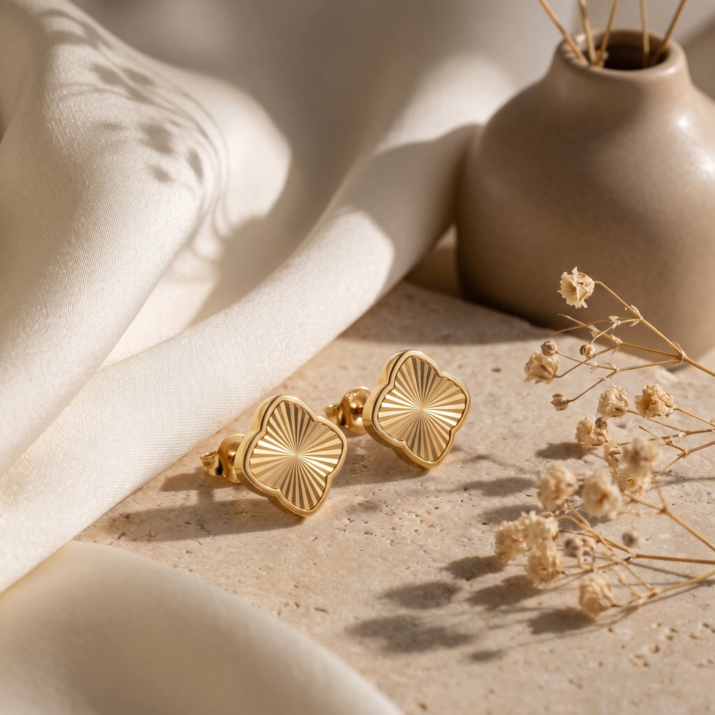 Zahra Rosette Studs - Gold