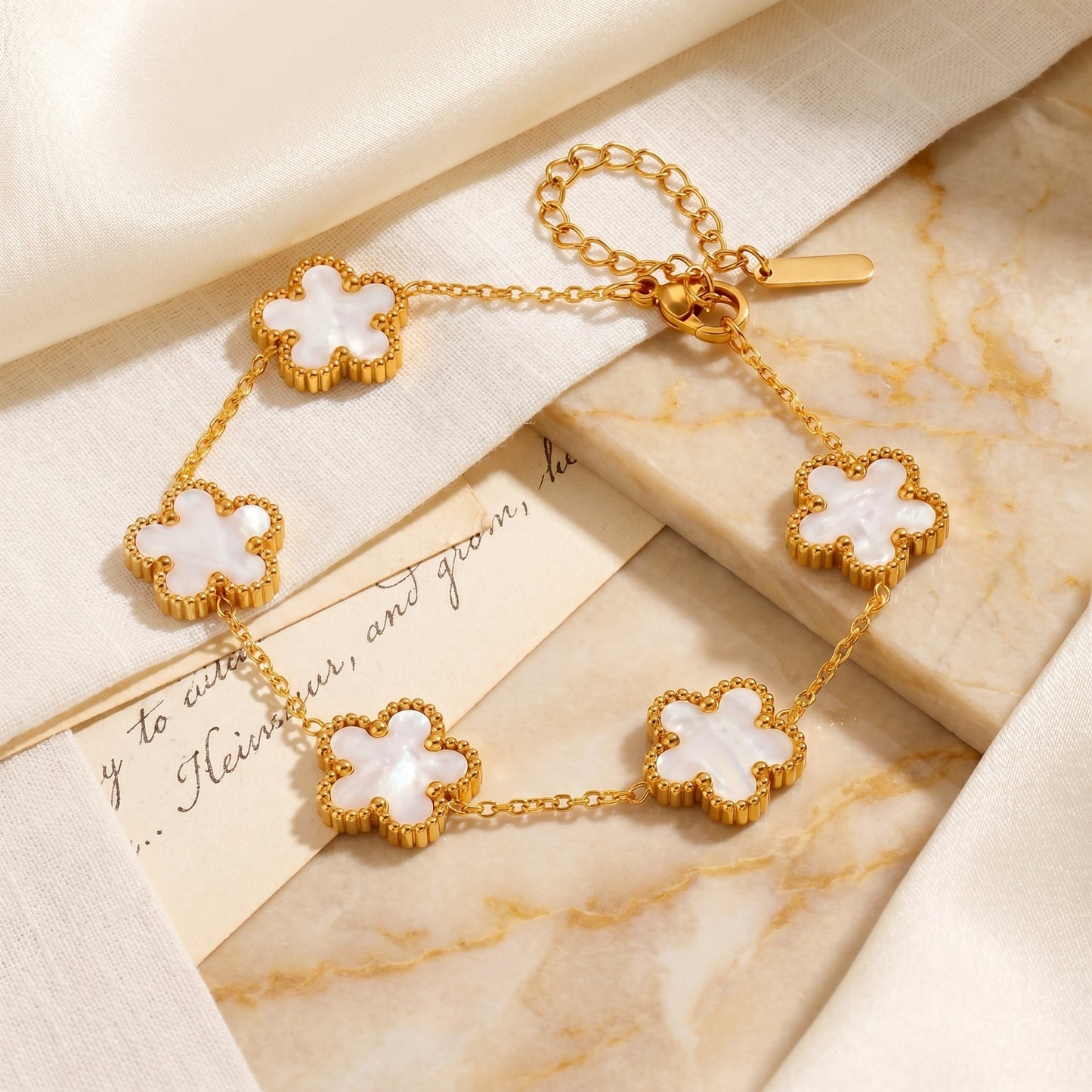 Gold & White Bloom Bracelet