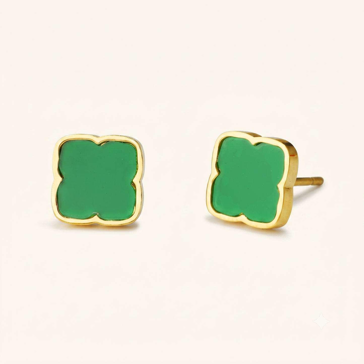 Zahra Rosette Studs - Jade Green