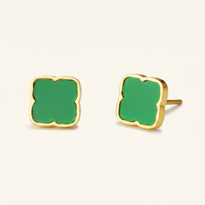 Zahra Rosette Studs - Jade Green