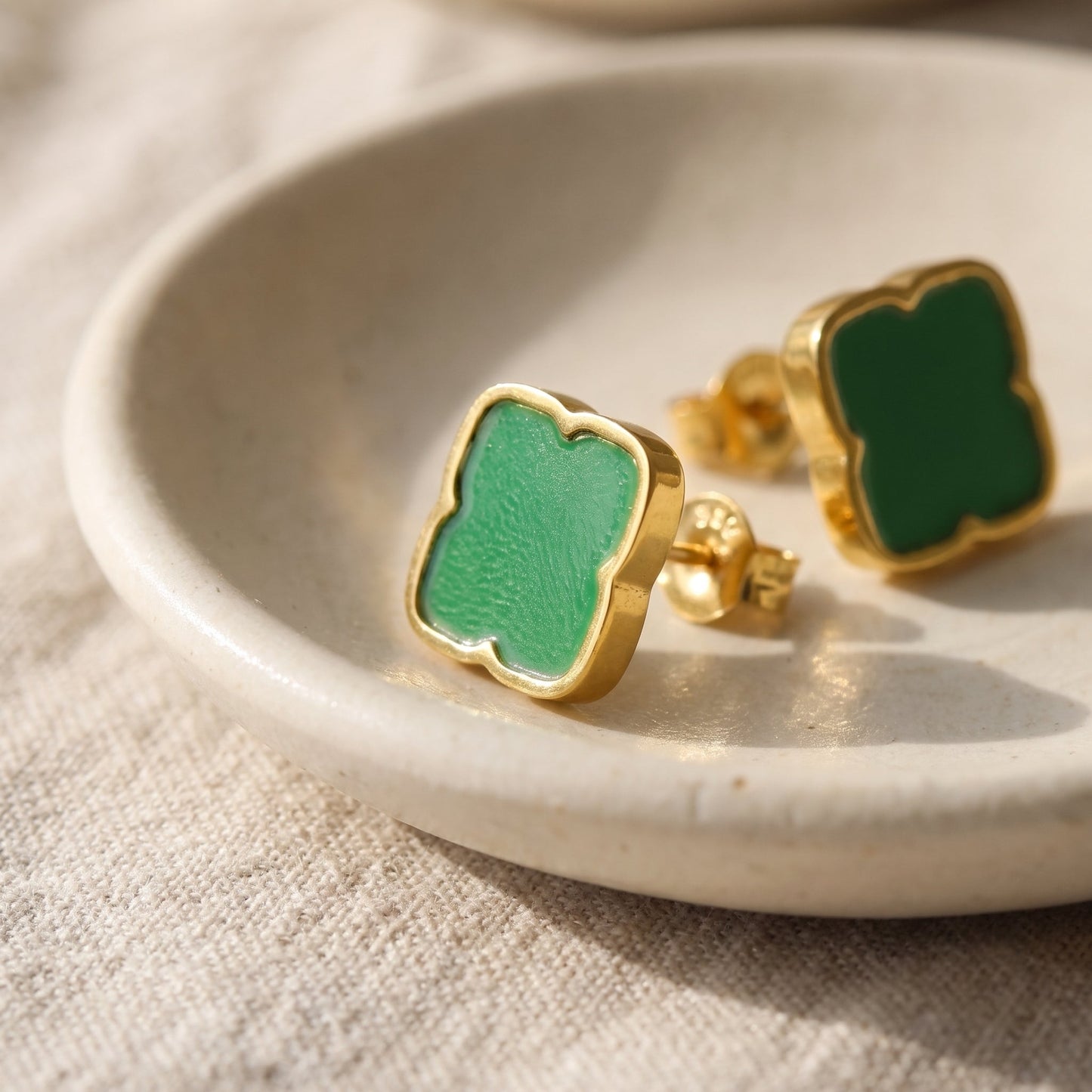 Zahra Rosette Studs - Jade Green