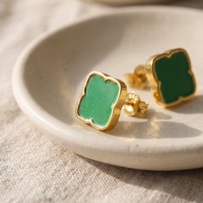 Zahra Rosette Studs - Jade Green