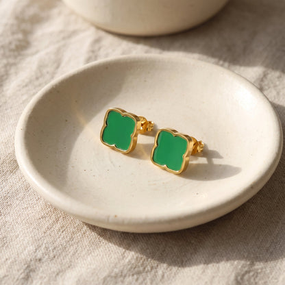 Zahra Rosette Studs - Jade Green