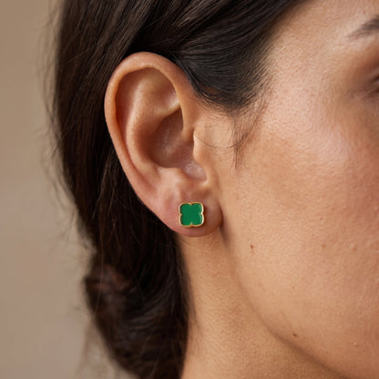 Zahra Rosette Studs - Jade Green