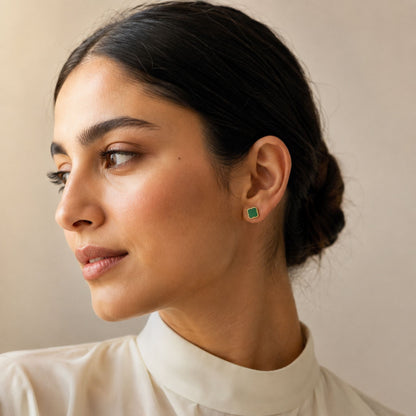 Zahra Rosette Studs - Jade Green