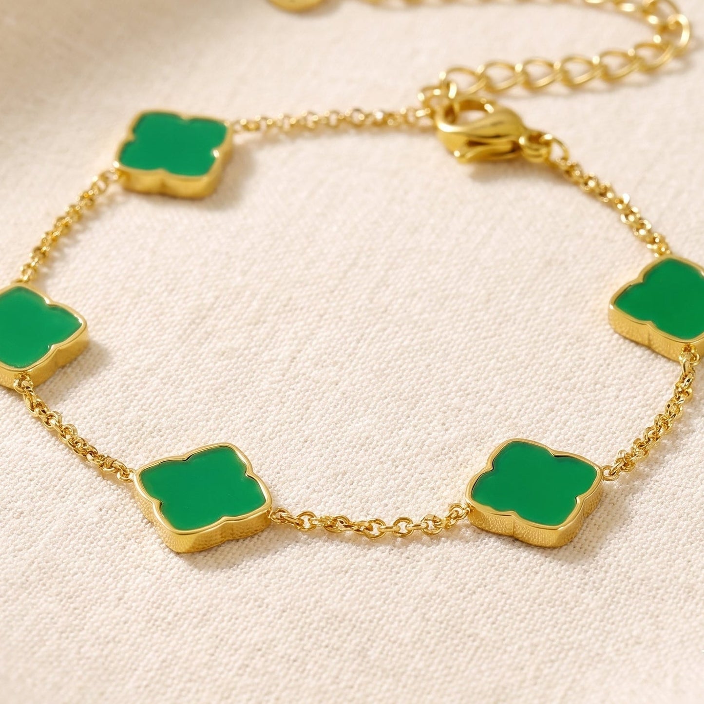 Zahra Rosette Bracelet - Jade Green