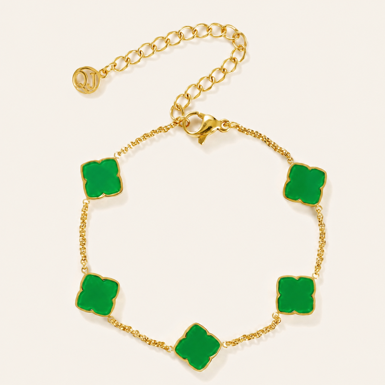 Zahra Rosette Bracelet - Jade Green