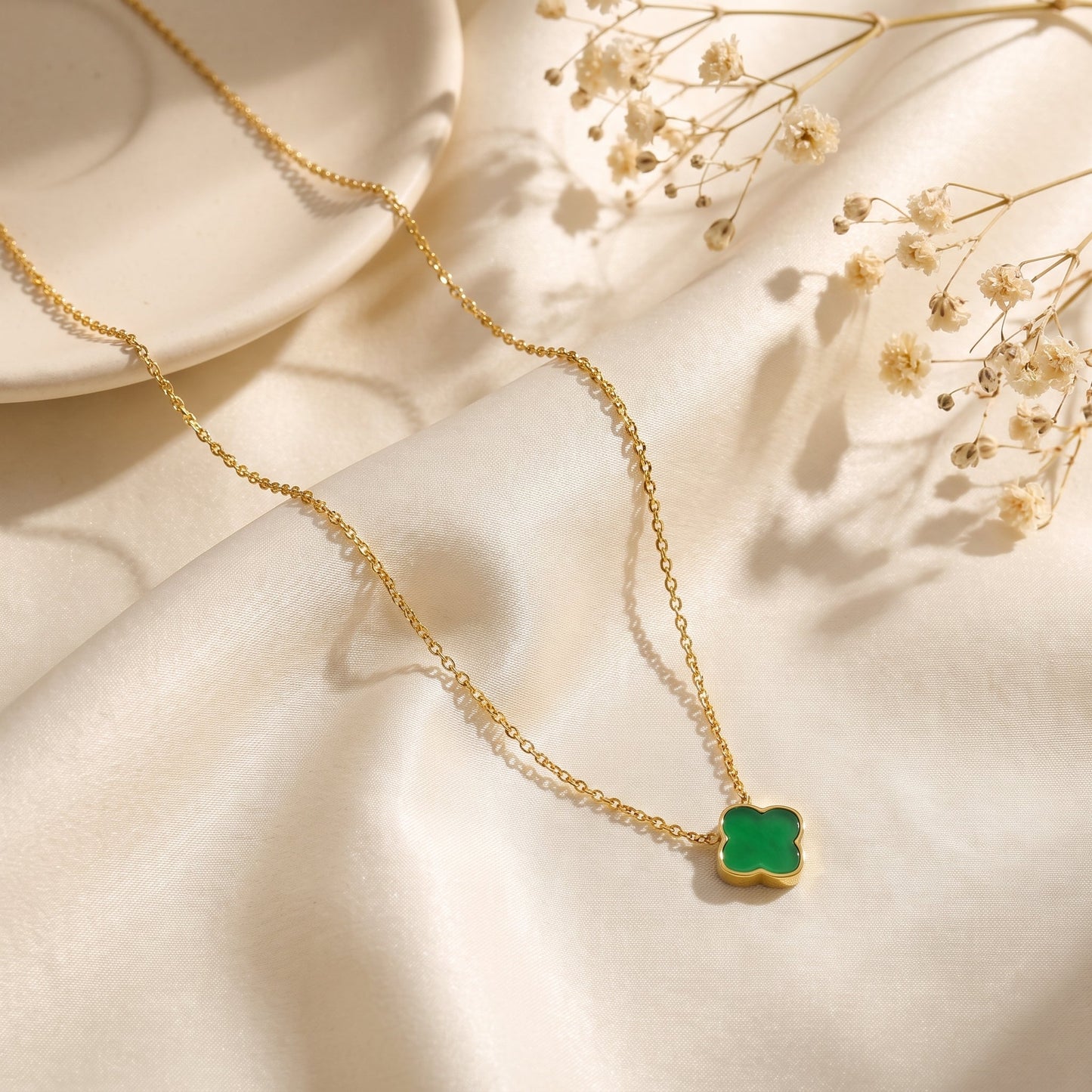 Zahra Rosette Necklace - Jade Green