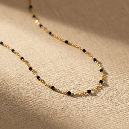 Layl Black Bead Necklace