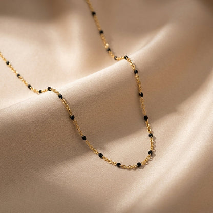 Layl Black Bead Necklace