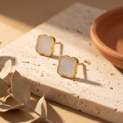 Zahra Rosette Studs - Ivory