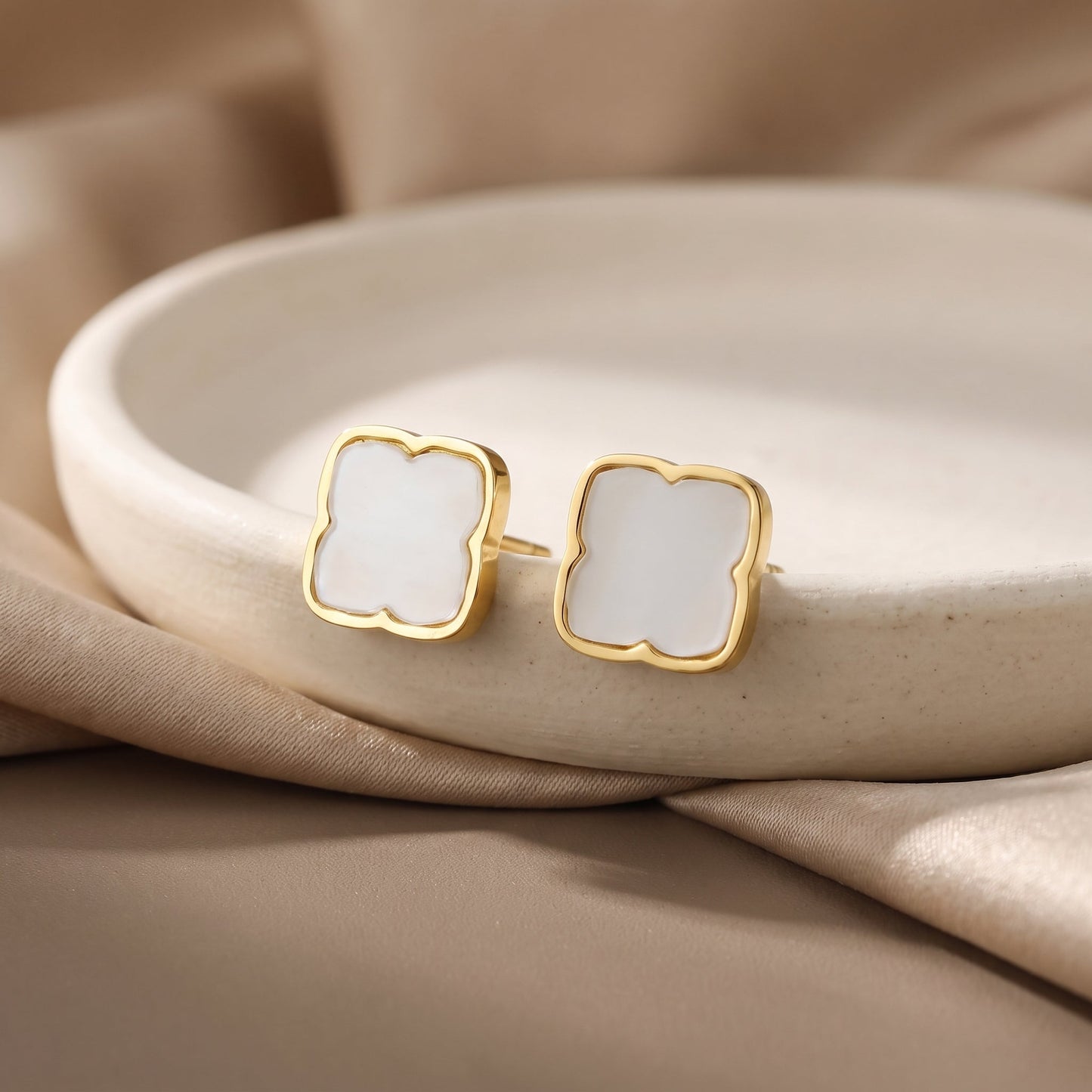 Zahra Rosette Studs - Ivory