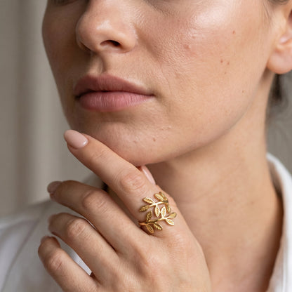 Qamar Palestine Olive Leaf Ring