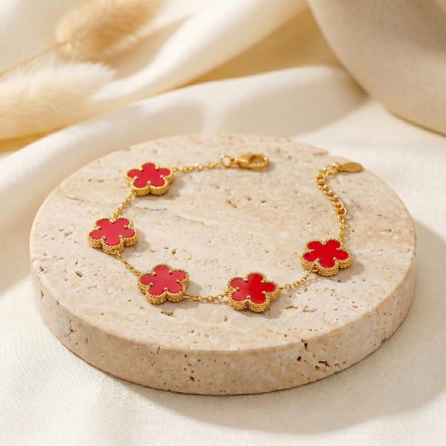 Red & Gold Bloom Bracelet