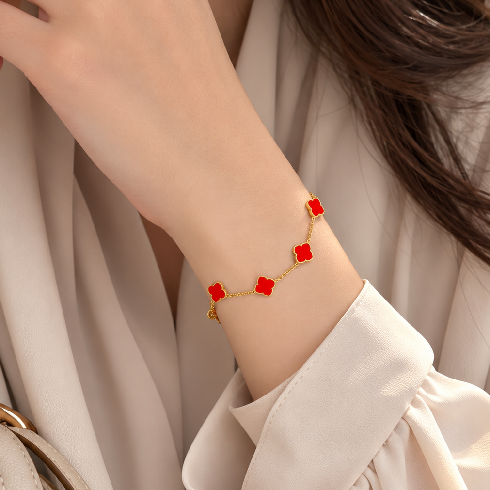 Zahra Rosette Bracelet - Red