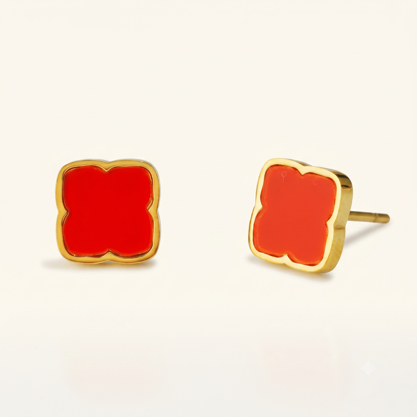 Zahra Rosette Studs - Red
