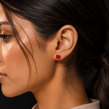 Zahra Rosette Studs - Red