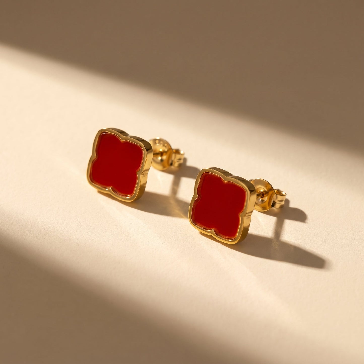Zahra Rosette Studs - Red